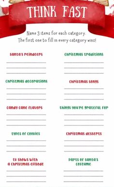 a printable christmas think fast game