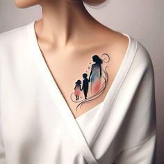 a woman with a small tattoo on her chest