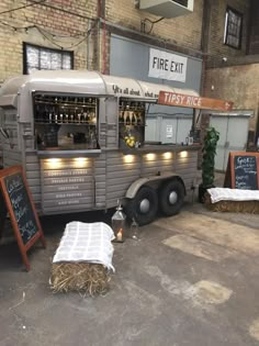 a food truck parked in front of a building