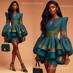 African Outfits, High Fashion Dresses, Sims 4 Dresses, Fashion Illustration Dresses, African Print Dress, Ankara Dress