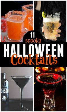 halloween cocktails with text overlay that reads 11 spooky halloween cocktails