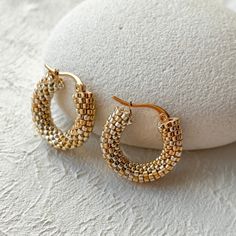 Ombre Beaded Hoop Earrings Gold Silver Gradient Seed Bead Hoop Earrings Ready to Ship Gift Under 40 for Mom - Etsy Gift Hoop Beaded Earrings, Elegant Small Hoop Beaded Metal Earrings, Hoop Earrings With Spacer Beads For Gifts, Hoop Earrings With Spacer Beads As Gift, Round Hoop Earrings With Spacer Beads For Gift, Small Hoop Earrings With Gold Beads As A Gift, Gold Beaded Earrings Gift, Gold Beaded Round Earrings For Gift, Gold Beaded Earrings For Gift