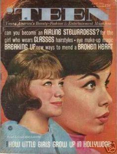 an advertisement for teen magazine featuring two young women with short hair and wearing blue blouses