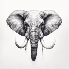 an elephant with large tusks is shown in this drawing