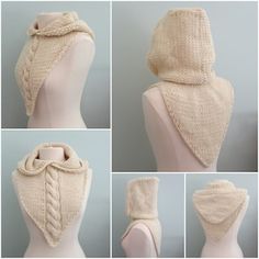 four pictures of the back of a woman's sweater, with multiple variations of knitting