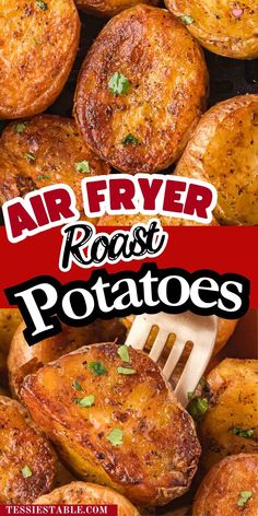 air fryer roast potatoes with text overlay