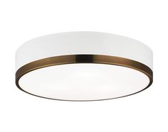 Matteo Canada - Three Light Flush Mount - Trydor - White & Aged Gold Brass- Union Lighting Luminaires Decor Modern Flush Mount, Hallway Lighting, Chrome Colour, Ultra Modern, White Band, Flush Ceiling Lights, Gold Glass, Gold Brass, Modern Chandelier