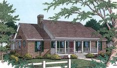 this is an artist's rendering of the country house plans for small homes and cottages