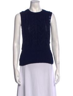 Thom Browne 4-Bar PulloverBlueSleeveless with Scoop NeckButton Closure at SideFit:Knitwear by Thom Browne typically fit true to size. Classic Sleeveless Sweater, Sleeveless Cable Knit Top For Layering, Casual Sleeveless Cashmere Tops, Casual Cashmere Sleeveless Sweater Vest, Casual Cashmere Sleeveless Vest, Casual Sleeveless Cashmere Sweater Vest, Casual Sleeveless Cashmere Vest, Chic Sleeveless Cable Knit Top, Fitted Fine Knit Sleeveless Sweater