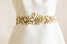 Gold Bridal sash - Isla gold Elegant Gold Bridal Belt For Reception, Gold Embellished Wedding Sash, Gold Embellished Sashes For Wedding, Gold Fitted Belt For Formal Occasions, Formal Fitted Gold Belt, Elegant Gold Bridal Accessories With Sashes, Elegant Gold Fitted Bridal Belt, Gold Embellished Bridal Accessories For Wedding, Elegant Fitted Gold Bridal Belt