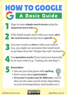 an info sheet with the text how to google a basic guide