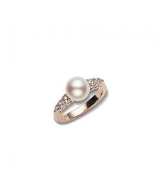 This pearl and diamond ring is from the Mikimoto Morning Dew collection. Crafted in 18kt Rose gold, it features an 8mm Akoya cultured pearl with diamond-embellished band. The popular type of pearl in the piece will keep first light with you all day long! You will love the beauty and elegance of this Mikimoto ring. Mikimoto Jewelry, Pearl Diamond Ring, Verragio Engagement Rings, Cultured Pearl Ring, Cuban Link Necklace, Mikimoto Pearls, Pearl And Diamond Ring, Morning Dew, Big Diamond