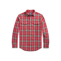 This workshirt combines a rugged silhouette with soft cotton flannel and a classic plaid pattern. Classic Plaid Flannel Shirt For Winter, Plaid Flannel Shirt For Work, Ralph Lauren Fall Shirt For Work, Ralph Lauren Casual Fall Shirt, Plaid Cotton Flannel Shirt For Work, Plaid Flannel Work Shirt, Classic Ralph Lauren Fall Shirt, Classic Long Sleeve Flannel Shirt, Rugged Plaid Flannel Shirt For Fall