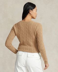 Crewneck.Long sleeves, rib-knit cuffs.Pullover style.Rib-knit hem.Italian yarn.Imported.Web ID: 3635402.100% cashmere.Dry clean Fitted V-neck Sweater With Ribbed Cuffs For Fall, Ralph Lauren Cable Knit Sweater For Fall, Fitted Fall Cable Knit V-neck Sweater, Fitted V-neck Sweater With Ribbed Cuffs For Winter, Classic Knitted V-neck Sweater For Fall, Ralph Lauren Classic Cable Knit Sweater, Ralph Lauren Classic Fall Sweater, Ralph Lauren Fall Sweater With Ribbed Cuffs, Cable Knit Cashmere Long Sleeve Top