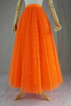 Gala Tulle Skirts, Flowy Long Skirts, Women's A-line Stretch High Waist Skirts, Layered English Court Skirts, Custom Tulle Skirts - Etsy Orange Pleated Party Skirt, Orange Tiered Lined Maxi Skirt, Orange Pleated Skirt For Party, Spring Dance Petticoat, Fitted Orange Pleated Skirt, Fitted Orange Midi Skirt, Fitted Orange Skirt, Orange Tiered Lined Skirt, Fitted Orange Maxi Skirt For Party