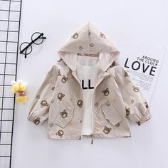 Material&Fabric:Cotton Thickness of clothing:Regular Suitable Season:Autumn Keyword Tag:Kids Rompers For Sale Bear Jacket, Printed Denim Jacket, Rompers For Kids, Fashion Cartoon, Cartoon Bear, Review Fashion, Bear Cartoon, Printed Denim, Toddler Fashion