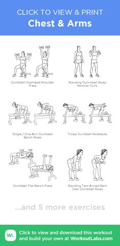 an exercise poster with the instructions for chest and arms, which includes exercises to help you gain