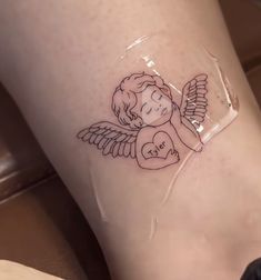 Angle Tattoo, Cupid Tattoo, Baby Tattoo Designs, Cherub Tattoo, Small Girly Tattoos, The Best Tattoos, Girl Arm Tattoos, Self Love Tattoo, Flame Tattoos