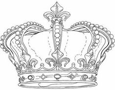 a drawing of a crown with beads and pearls on the sides, vintage line drawing or engraving illustration