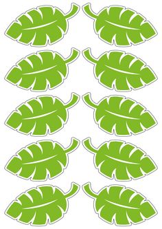 green leaf stickers on a white background