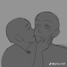 a drawing of two people kissing each other