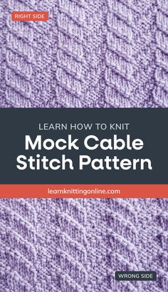 the knitting book learn how to knit sock cable stitch pattern, with text overlay