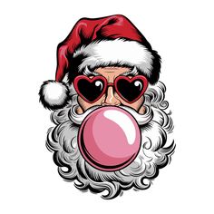 santa claus blowing bubble with heart shaped glasses