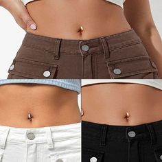 two pictures of the same woman's stomach with different buttons on her waist and bottom