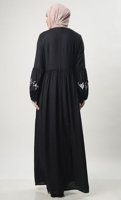 A perfect wardrobe piece for everyday Round neck Gathered Wasit Bottom panel with embroidery Both side pockets Full Sleeves FABRIC:Rayon CARE: Very Light Machine wash cold Black Abaya With Floral Embroidery, Black Long Sleeve Abaya With Floral Embroidery, Mens Items, Kids Items, Thread Embroidery, Perfect Wardrobe, Full Sleeves, Womens Tunics, Full Sleeve