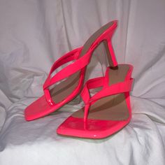 Hydro Coral (Look More Hot Pink And /Or Coral) Classic Heel Slip On Thong Sandal. Never Worn But Have Been Without Box In My Closet. See Pics For Imperfections. Super Cute But Just A Bit Small For Me. Fit More Like 7.5. Pink Open Heel Sandals For Night Out, Feminine Sandals For Night Out In Spring, Toe Post Heels For Night Out, Trendy Pink Strappy Sandals, Party Toe Post Fitted Sandals, Feminine Strappy Heels, Pink Strappy Sandals For Night Out, Party Sandals With Heel Loop And Toe Post, Party Toe Post Sandals With Heel Loop