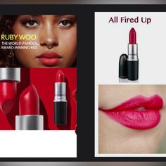 Brand New Mac Retro Matte Ruby Woo And All Fired Up Full Size Lipsticks Duo Pack. Both Are Gorgeous Shades Mac Retro Matte, Ruby Woo, New Mac, Makeup Brands, Makeup Lipstick, Lipsticks, Makeup Cosmetics, Mac Cosmetics, Womens Makeup