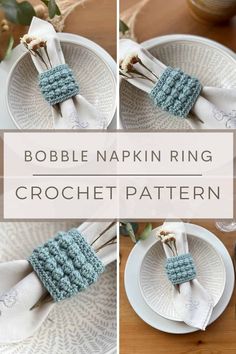 the napkin ring crochet pattern is made with two different types of yarns