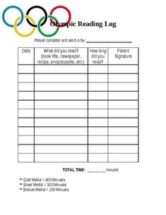 the olympic log sheet is shown in this image