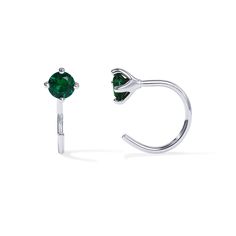 PRICES MAY VARY. A stylish, minimalist design, our rhodium half hoop huggie earrings come with a green colored AAAAA grade Cubic Zirconia. This dainty hoop earring is perfect to put on evervday, wherever you go. Crafted with 925 sterling silver and plated in rhodium. Our half hoop huggies are made with hypoallergenic materials, and are nickel, lead and cadmium-free. ✦ 60-DAY GUARANTEE ✦ Your happiness is our number one priority. To ensure your complete satisfaction, we offer a hassle-free 60-Day Garnet And Pearl, Solitaire Bracelet, Stone Types, Half Hoop Earrings, Black Amethyst, Dainty Hoop Earrings, Cartilage Earring, Zirconia Earrings, Huggie Earrings