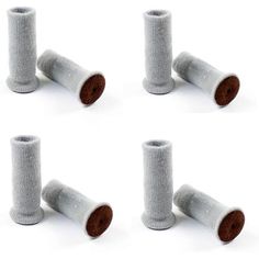 four rolls of felt are shown with brown buttons on the top one and bottom two