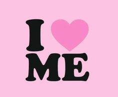 the word i love me is written in black and pink with a heart on it