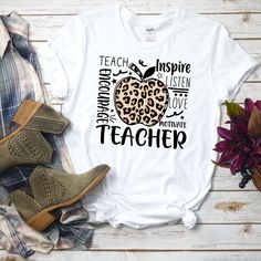 White Crew Neck Shirt For Teacher Appreciation, Graphic Tee With Screen Print For Teacher Appreciation, Casual White T-shirt For Teacher Appreciation, White Short Sleeve Shirt With Letter Print, White Crew Neck T-shirt For Teacher Appreciation, Teacher Appreciation Short Sleeve T-shirt With Letter Print, Graphic Print Short Sleeve T-shirt For Teacher Appreciation, White Text Print Shirt For Teacher Appreciation, Teacher Team