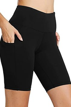 ROTITA Black High Waisted Pocket Swim Shorts Black Leggings With Built-in Shorts For Yoga, Black Leggings With Built-in Shorts, Black Knee-length Shorts For Yoga, Black Knee-length Yoga Activewear Shorts, High Waist Stretch Biker Shorts With Pockets, High-waist Stretch Biker Shorts With Pockets, Black Knee-length Elastane Shorts, Black Elastane Biker Shorts For Workout, Black Elastane Biker Shorts For Gym