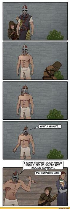 an animated comic strip with two men in armor and one is pointing at something on the wall