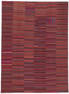 a multicolored rug with different stripes on it