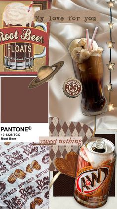 the collage shows different types of food and drink