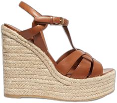 Luxury Wedge Heel Sandals For Beach, Luxury Wedge Heel Sandals With Woven Sole, Designer Sandals With Leather Sole And Wedge Heel, Designer Wedge Heel Sandals With Leather Sole, Luxury Brown Wedge Sandals For The Beach, Luxury Brown Wedge Sandals For Beach, Luxury Open Heel Wedge Sandals For Beach, Leather Espadrilles, Espadrille Wedge