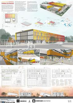 an architectural drawing shows the various sections of a building that are in different stages of construction