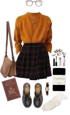 Hufflepuff Outfit, Thanksgiving Outfit Ideas, Academia Fashion, Orange Outfit, Outfit Vintage, Neue Outfits, Thanksgiving Outfit