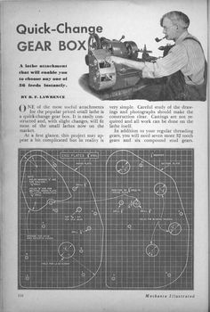 an advertisement for the quick - change gear box, with instructions on how to use it