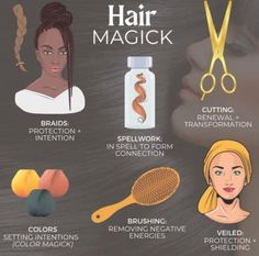 Beauty Witch Tips, Hair Spells Witches, Hair Magick Witchcraft, Witches Mark On Body, Glamour Magick Spells, Hair Spirituality, Hair Witchcraft, Veiling In Witchcraft, Music Vision Board