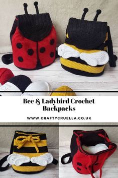 crocheted ladybug backpacks for babies and toddlers