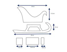 a drawing of a rocking chair with measurements for the seat and footrests on it