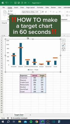 the screen shows how to make a target chart in 60 seconds