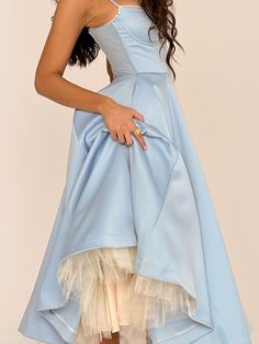 Fabric: Satin Silhouette: A-Line/Princess Neckline: Sweetheart  Hemline/Train: Ankle Length Embellishment: Sleeve: Sleeveless Shown Color: Black Cinderella Blue, Classy Prom, Tulle Midi Dress, Dresses Classy, Duchess Satin, Blue Tulle, Guinea Bissau, British Indian, Mozambique